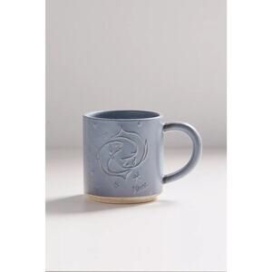 UO Urban Outfitters Pisces Zodiac Stacking Mug Blue Coffee Tea Home Dorm